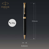 parker sonnet ballpoint pen black lacquer with gold trim medium point black ink