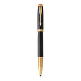 parker im rollerball premium black gold trim fine pen