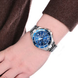 sector  230 43mm chronograph blue dial bracelet  watch