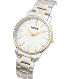 lorus quartz ladies two tone stainless steel white dial bracelet watch