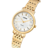 lorus quartz ladies gold plated white dial bracelet watch