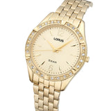 lorus quartz ladies gold plated champagne dial bracelet watch