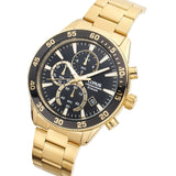 lorus chronograph gents gold plated black dial bracelet watch