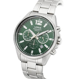 lorus quartz chronograph gents stainless steel green dial braclet watch