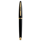 waterman - car�ne fountain pen black with gold trim, medium nib