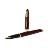 waterman - car�ne fountain pen amber with gold trim, medium nib