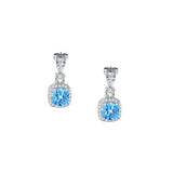 tesori earrings 925 aqua blue cz cushion