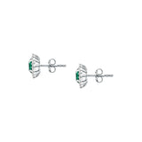 tesori stud earrings 925 silver white with emerald central cz