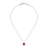 tesori pendant 925 silver large ruby heart cz 38+4cm