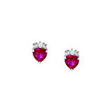 tesori stud earrings 925 silver ruby heart cz