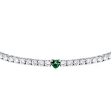 tesori bracelet 925 silver white cz with emerald heart centre cz 19cm