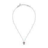 tesori necklace cross silver 925 rh red+w 38+5cm