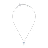 tesori necklace cross silver 925 rh blue+w 38+5cm