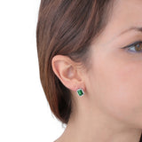 tesori stud earring emerald/white zir silver.