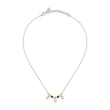 talismani necklace star steel&yellow gold plated agat blue 40+5cm