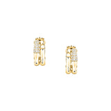 essenza huggie earrings 925 silver bamboo feature with cz 18k gold plating