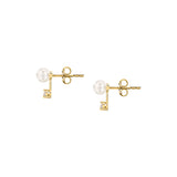 perla stud earrings 925 silver pearl with drop cz 18k gp