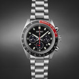 prospex speedtimer 41.4mm solar chronograph black & red bezel stainless steel bracelet watch