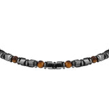 sector basic bracelet stainless steel grey hematite & tiger eye stones 21cm