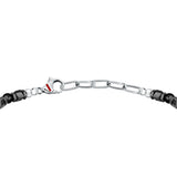 sector basic bracelet stainless steel grey hematite & black agate  stones 21cm