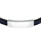 sector bandy bracelet with black leather and blue nylon 21cm