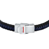 sector bandy bracelet with black leather and blue nylon 21cm