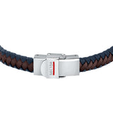 sector bandy bracelet with blue leather and brown nylon 21cm