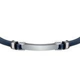 sector bandy bracelet blue leather & stainless steel tag 22cm