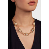 ted baker perriet: statement pearl chain necklace gold tone, pearl