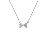 ted baker barsie: crystal bow pendant necklace silver tone, clear crystal