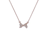 ted baker barsie: crystal bow pendant necklace rose gold tone, clear crystal