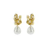 ted baker florelle: pearl flower drop earrings gold tone