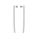 ted baker isalie: crystal baguette slinky drop earrings silver tone, clear crystal