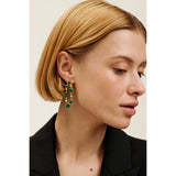 ted baker perial: pebble stone statement drop earrings gold tone, green