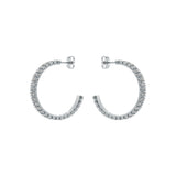 ted baker mellia: medium double crystal hoop earrings silver tone, clear crystal